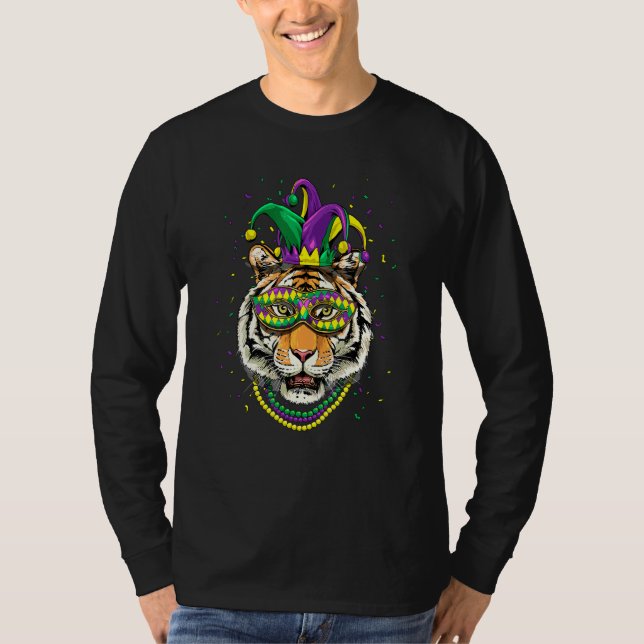 Mardi Gras Party Carnival Jester Tiger Animal Tige T Shirt (Framsida)