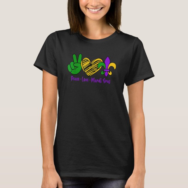 Mardi Gras Party Carnival Parade Peace Love Mardi  T Shirt (Framsida)