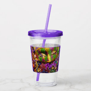 Mardi Gras Party Drink Glas Straw Anpassningsbar T