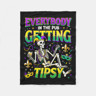 Mardi Gras Party Drinking Squad Skeleton Humor _3  Fleecefilt