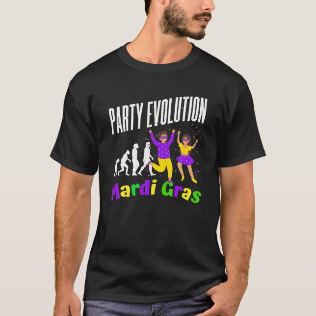 Mardi Gras Party evolution of Man Funny Tjock tisd T Shirt (Framsida)