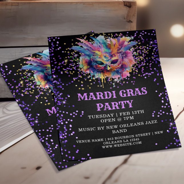 Mardi Gras Party Glitter Händelse Flygblad (Skapare uppladdad)
