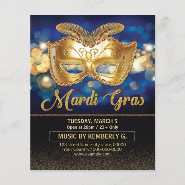 Mardi Gras Party-inbjudan Flyer (Framsidan)