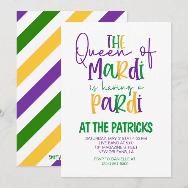 Mardi Gras Party-inbjudan Inbjudningar (Fram/baksida)