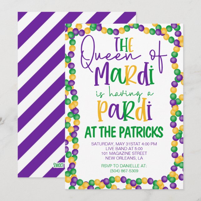 Mardi Gras Party-inbjudan Inbjudningar (Fram/baksida)