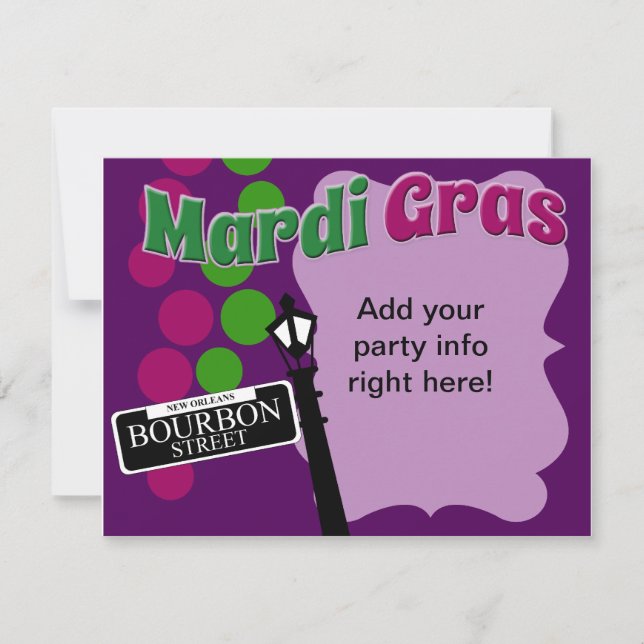 Mardi Gras Party Inbjudningar (Framsida)