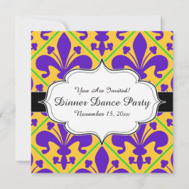 Mardi Gras Party New Orleans Fleur de Lis Inbjudningar