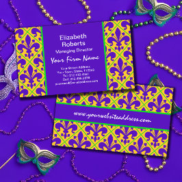 Mardi Gras Party New Orleans Fleur de Lis Visitkort