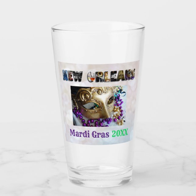 Mardi Gras Party New Orleans Nola Beer Pint Glaskopp (Framsida)