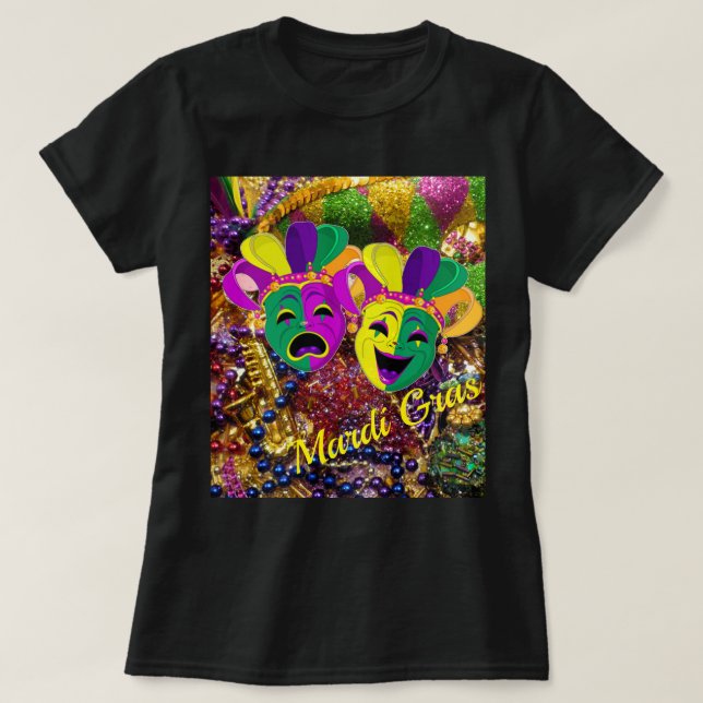 Mardi Gras Party Söt T-shirt Pärlor Mask (Design framsida)