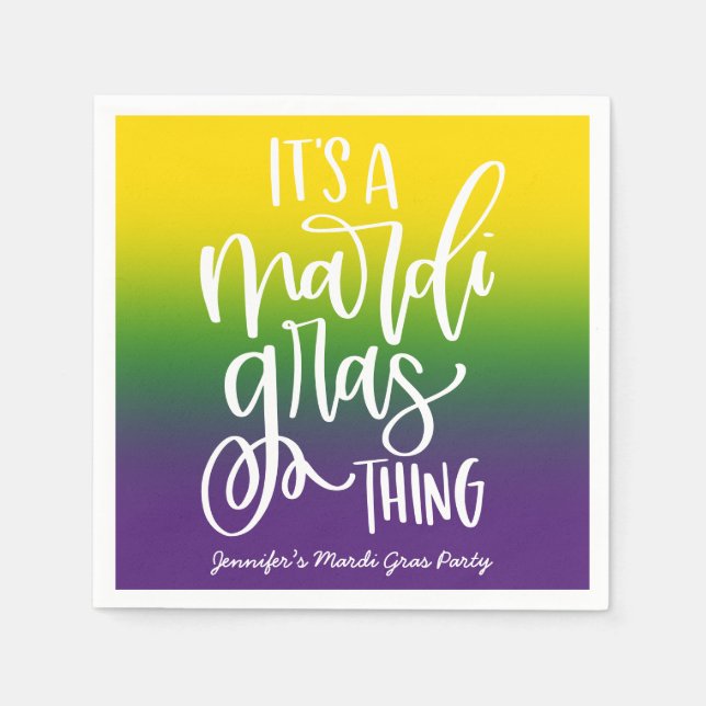 Mardi Gras Party Text Design Ombre Pappersservett (Framsidan)