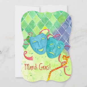 Mardi Gras Party Tragedy Comedy Masks Inbjudningar