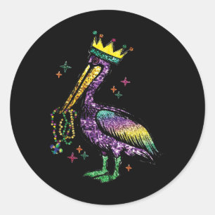 Mardi Gras Pelican Louisiana för Manar kvinnor Runt Klistermärke