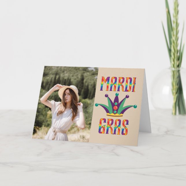 Mardi Gras Personlig Photo Card Tack Kort (Framsida)