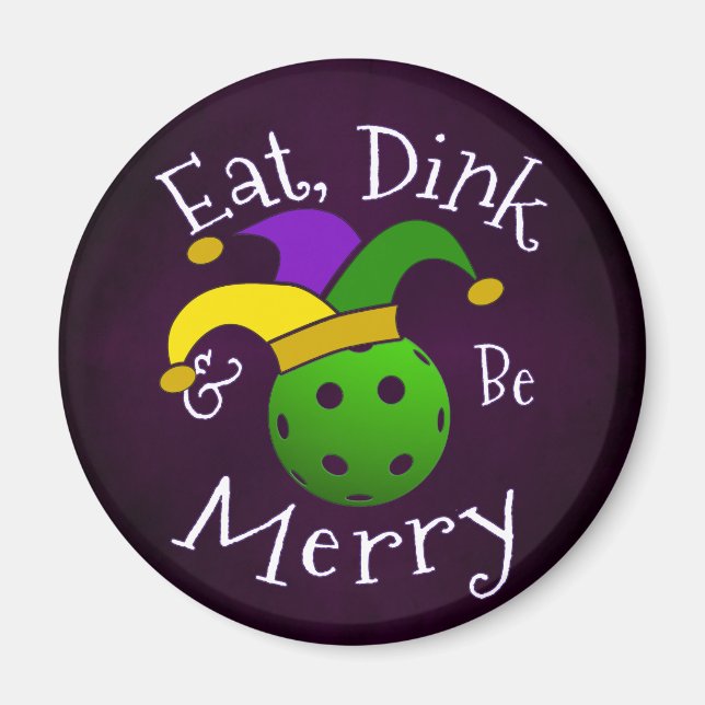 Mardi Gras Pickleball Eat Dink be Merry Magnet (Framsidan)