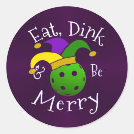 Mardi Gras Pickleball Eat Dink be Merry Runt Klistermärke