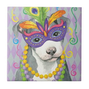 Mardi Gras Pit Bull Terrier Kakelplatta