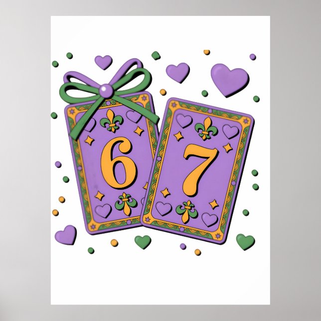 Mardi Gras Playing Cards Six Seven Deck Trucker Ha Poster (Framsidan)