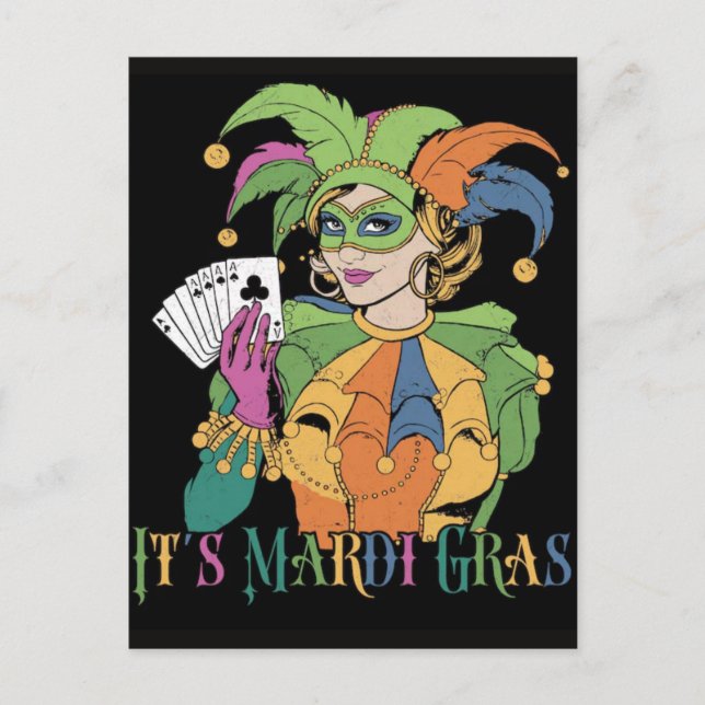 Mardi Gras Playing Cards Six Seven Deck Trucker  Helg Vykort (Framsida)