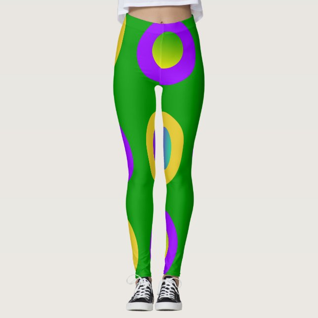 Mardi Gras Polka dots Leggings (Framsida)