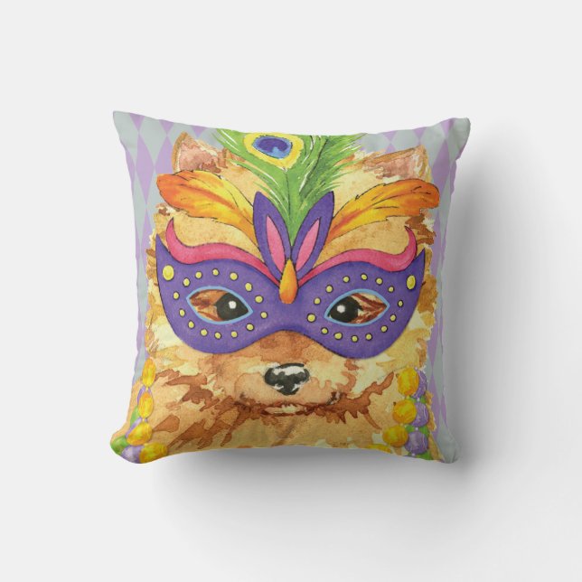 Mardi Gras Pomeranian Kudde (Framsida)