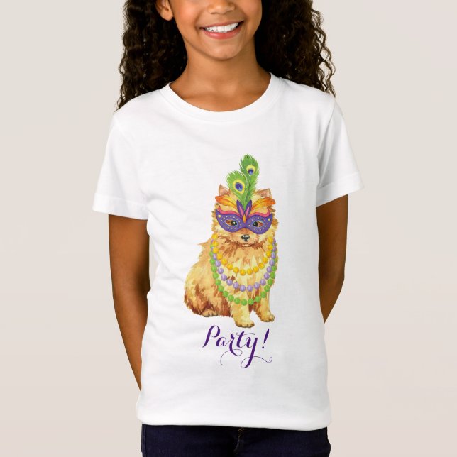Mardi Gras Pomeranian Tee Shirt (Framsida)