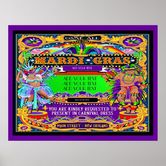 Mardi Gras Poster att anpassas (Framsidan)