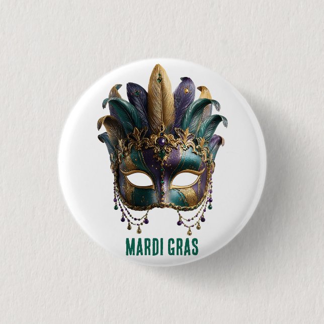 Mardi Gras-praktfull fjädermask Knapp (Framsida)