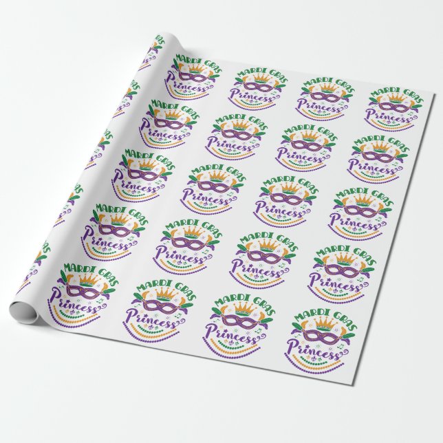 Mardi Gras Princess Cute Women Girls Carnival Presentpapper (Utrullad)