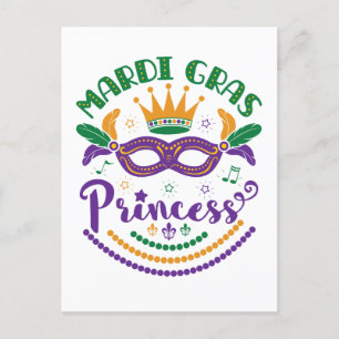 Mardi Gras Princess Cute Women Girls Carnival Vykort