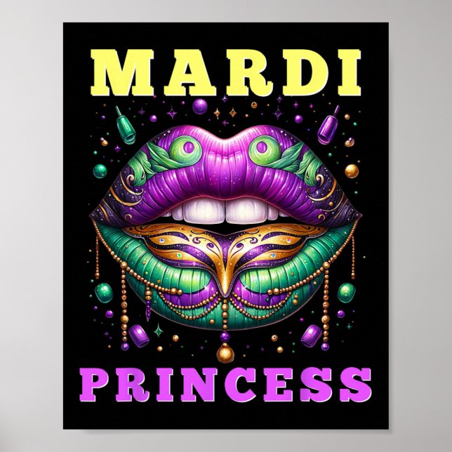 Mardi Gras Princess Mardi Gras Läppar 2025 Womens Poster (Framsidan)