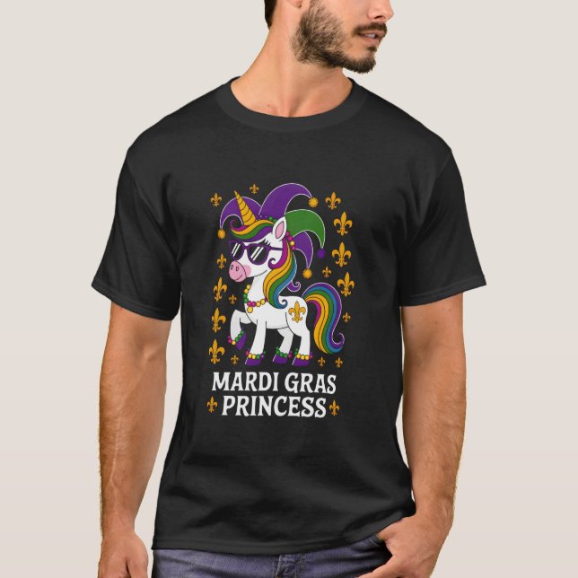 Mardi Gras Prinsessa Enhörning T Shirt (Framsida)