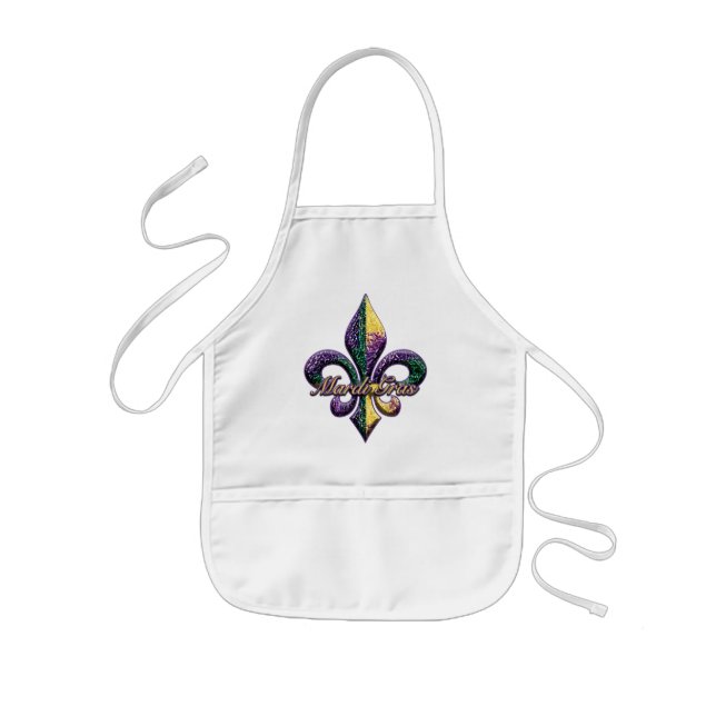 Mardi Gras pryder med pärlor Fleur de lis 2 Barnförkläde (Framsidan)