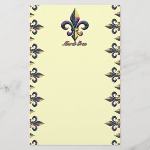 Mardi Gras pryder med pärlor Fleur de lis 2 Brevpapper