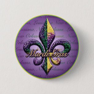 Mardi Gras pryder med pärlor Fleur de lis 2 Knapp