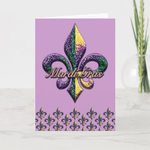 Mardi Gras pryder med pärlor Fleur de lis 2 Kort