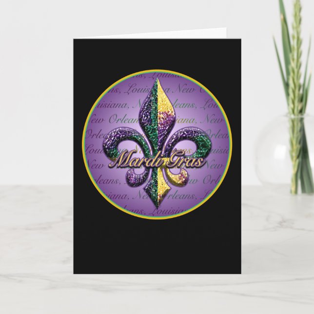 Mardi Gras pryder med pärlor Fleur de lis 2 Kort (Framsida)