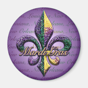 Mardi Gras pryder med pärlor Fleur de lis 2 Magnet
