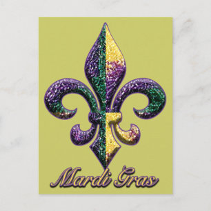 Mardi Gras pryder med pärlor Fleur de lis 2 Vykort