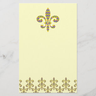 Mardi Gras pryder med pärlor Fleur de lis Brevpapper