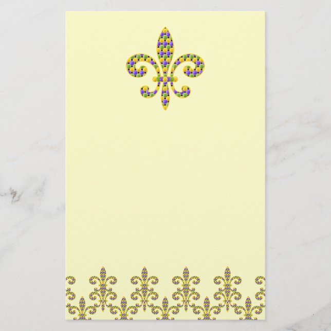 Mardi Gras pryder med pärlor Fleur de lis Brevpapper (Framsida)