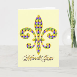 Mardi Gras pryder med pärlor Fleur de lis Kort