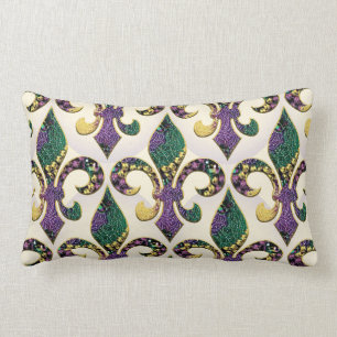 Mardi Gras pryder med pärlor Fleur de lis Lumbarkudde