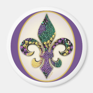Mardi Gras pryder med pärlor Fleur de lis Magnet