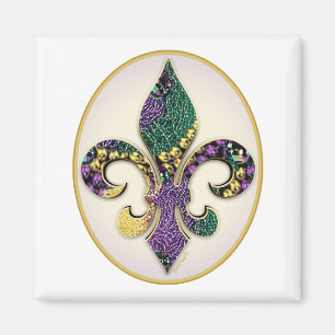 Mardi Gras pryder med pärlor Fleur de lis Magnet