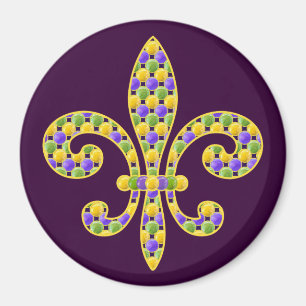 Mardi Gras pryder med pärlor Fleur de lis Magnet