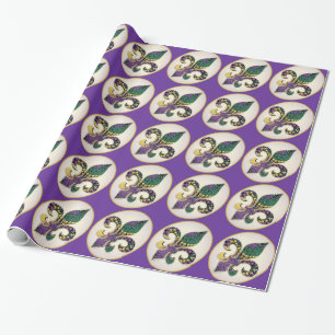 Mardi Gras pryder med pärlor Fleur de lis Presentpapper