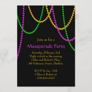 Mardi Gras pryder med pärlor inbjudan
