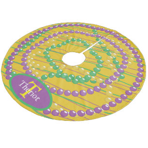 Mardi Gras pryder med pärlor monogramen Julgransmatta Fleece