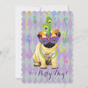 Mardi Gras Pug Inbjudningar